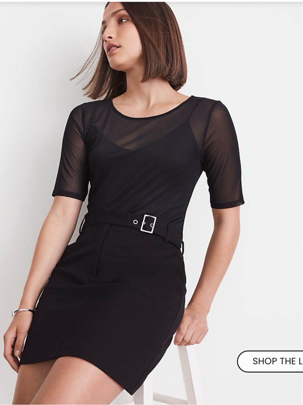 LOFT VERSA Black Sheer Mesh 3/4 Sleeve top XL